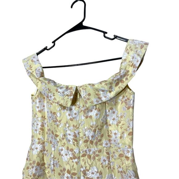Lulus Favorite Song‎ Yellow Floral Jacquard Off-The Shoulder Mini Dress S NWT - Picture 9 of 12